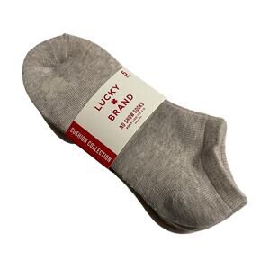 Lucky Brand Womens Shoe Size 4-10 No Show Cushioned Casual Socks Oatmeal 5 Pairs